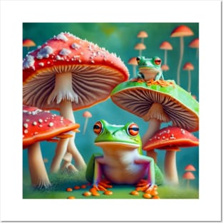 Magical Frogs and Mushrooms Posters and Art